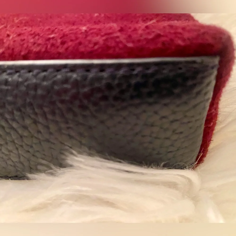 Kate Spade New York Wool & Leather Crossbody Bag Burgundy Navy Stripe Flap Purse